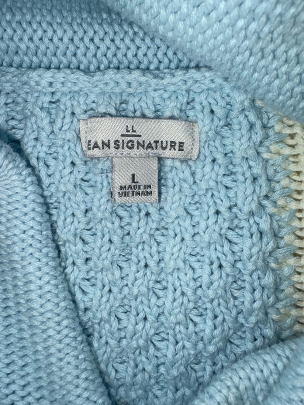 L.L. Bean Cable Knit Large Signature Cotton Funnel Neck Sweater - Picture 5 of 6